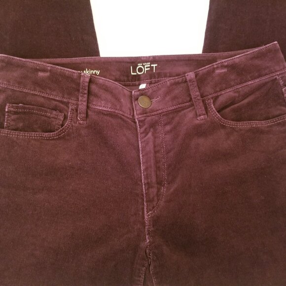 Ann Taylor Loft Corduroy Burgundy Jeans Curvy Skinny Ladies Size 28/6 - Picture 5 of 7